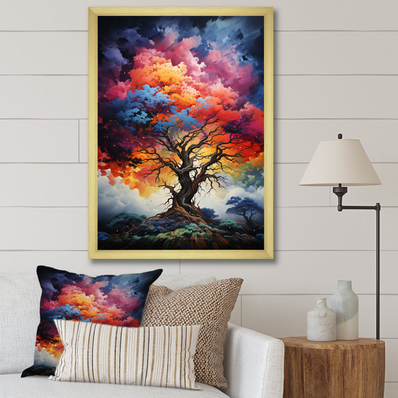 «Blue Red Oak Tree Oak Symphony III», reproduction sur toile florale et botanique, H 20 po x l 12 po x P 1 po