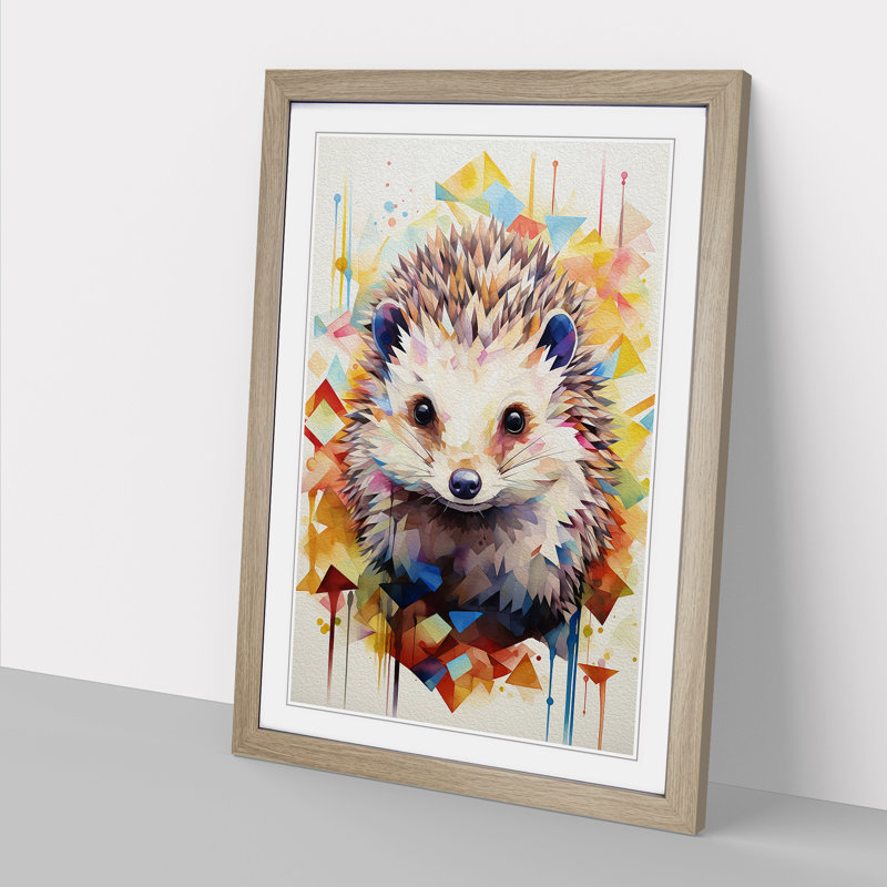 XYZ-FRM-V1223-3601 Hedgehog Geometric No.2 - Single Picture Frame Print on Wood