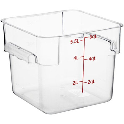 Vigor 12 Qt. Clear Square Polycarbonate Food Storage Container And Blue Lid - 6/Pack