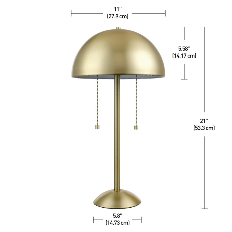 12976 Haydel 21 Inch 2 Light Table Lamp Matte Brass Double Pull Chain