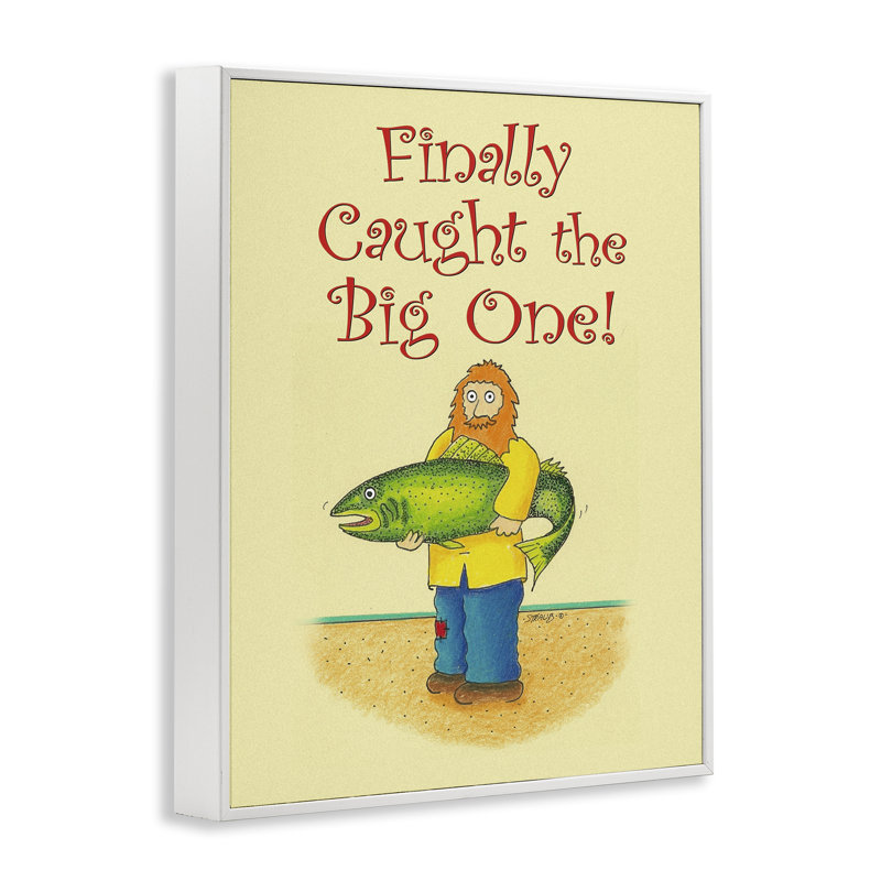 The Big One Fisherman Framed Giclee, design by Roger Straub, 20" H x 16" W, Coastal White Framed Giclee