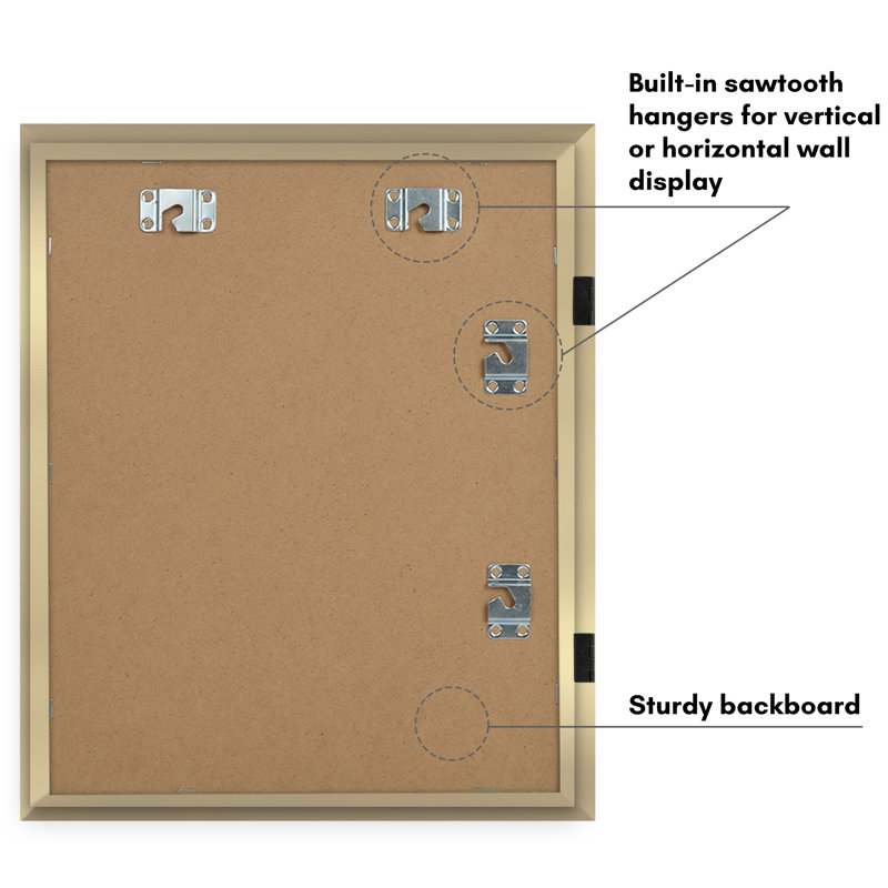 Wiedeman Kids Art Frame 10 x 12.5” with 8.5 x 11” Mat - Composite Wood with Glass (Set of 2), Gold