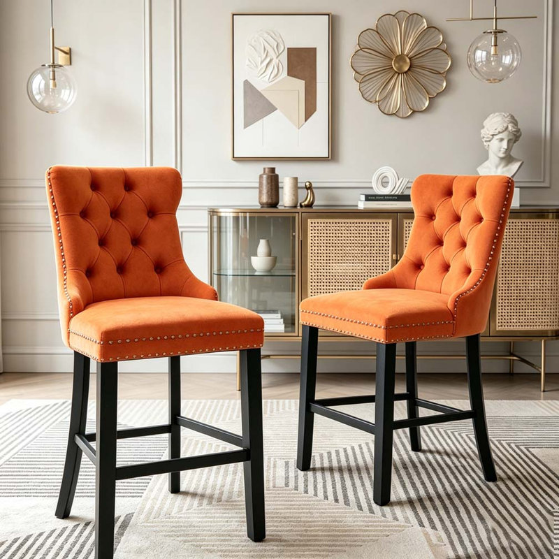 Chaise de salle à manger rembourrée moderne, Orange