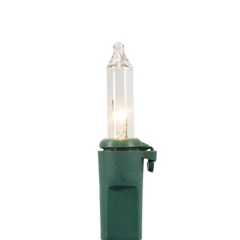 Mini Christmas Light Set - Green Wire, Clear/Green, 258"