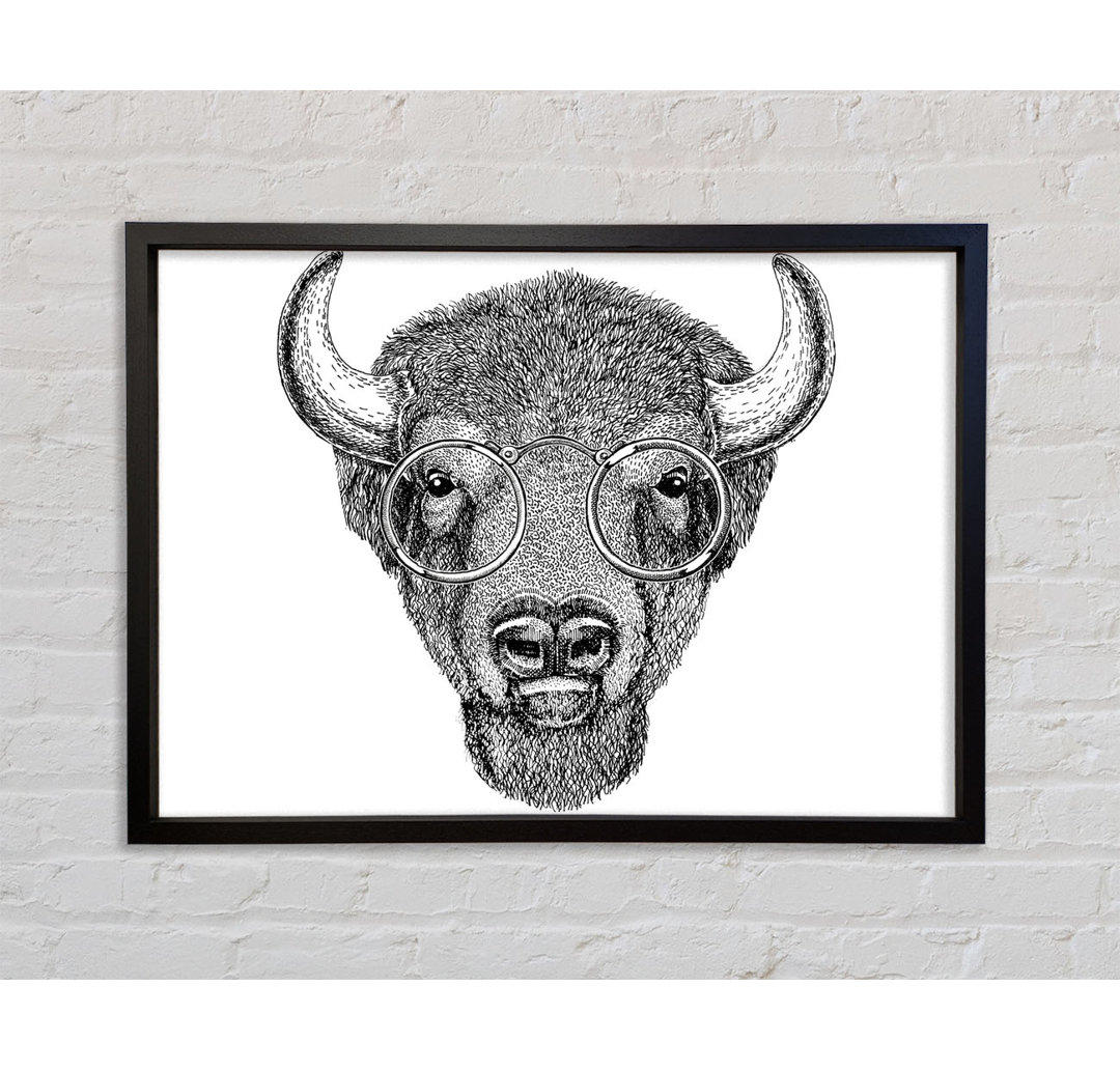 Glasses On A Bison - Einzelbildrahmen Kunstdrucke auf Leinwand