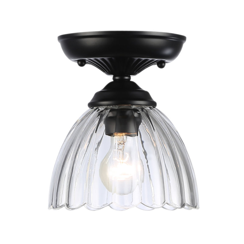 Audra 1-Light Semi-Flush with Clear Glass, Matte Black
