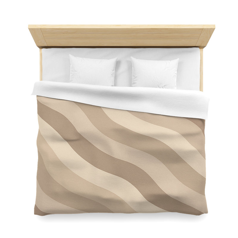 Microfiber Duvet Cover Boho Style, Design 28, King Duvet Cover, Brown/Beige/White