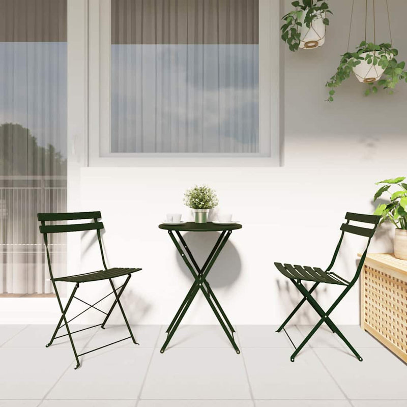 2 - Person Patio Dining Set with Rectangular Table , Cushions Included, Green
