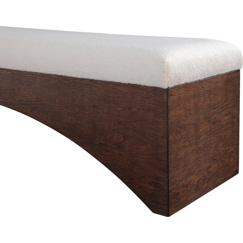 Lawson Willmot Velour  Fabric Bench, Beige Velour Fur Fabric, Brown