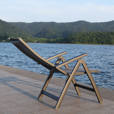 Chaise longue inclinable en aluminium à 6 positions et capacité de 660 lb avec chaise Phifertex