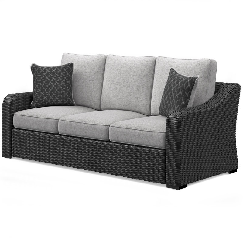 Canapé d'extérieur rectangulaire en osier avec coussin Gennelle