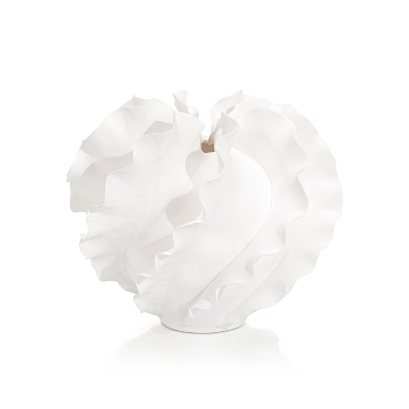 Flirren Vase, Small White, White, 11.5" H x 11.5" W x 6.5" D