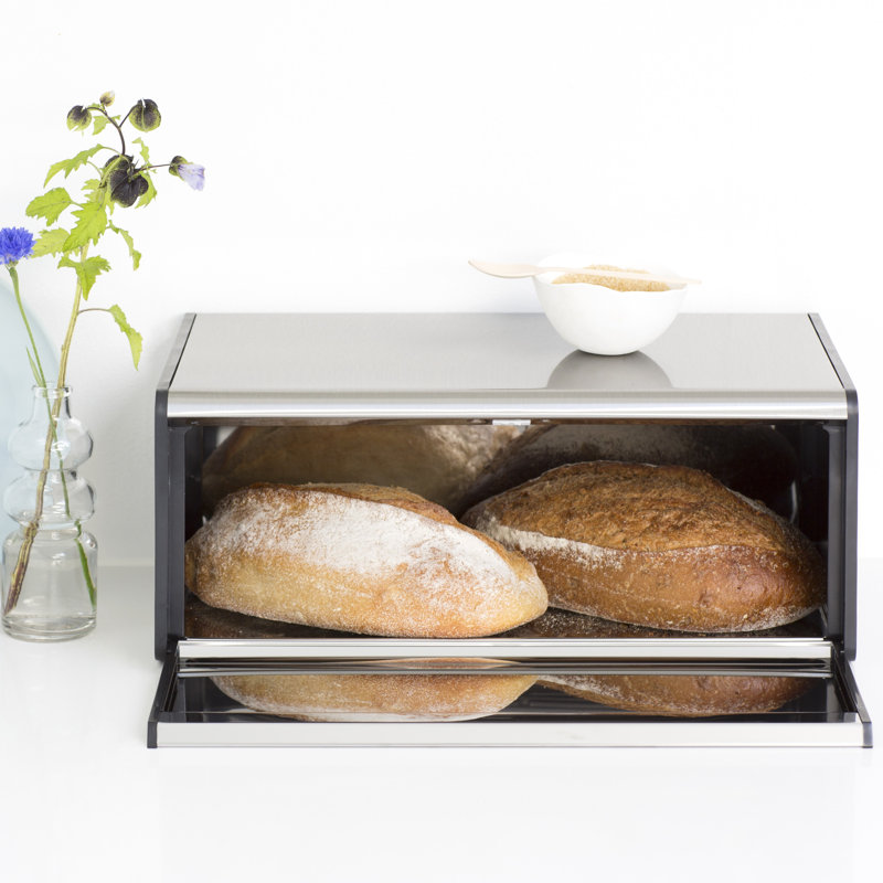Brabantia Fall Front Bread Box, Matte Steel