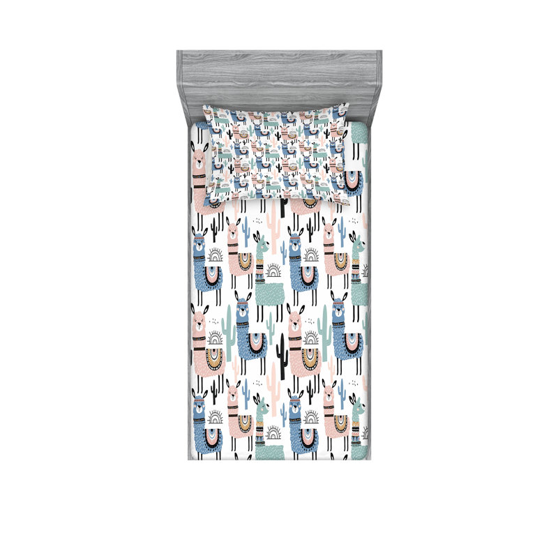 Multicolore drap-housse et coussin décoratif Ambesonne, Ensemble de draps-housses pour lit simple + 2 taie