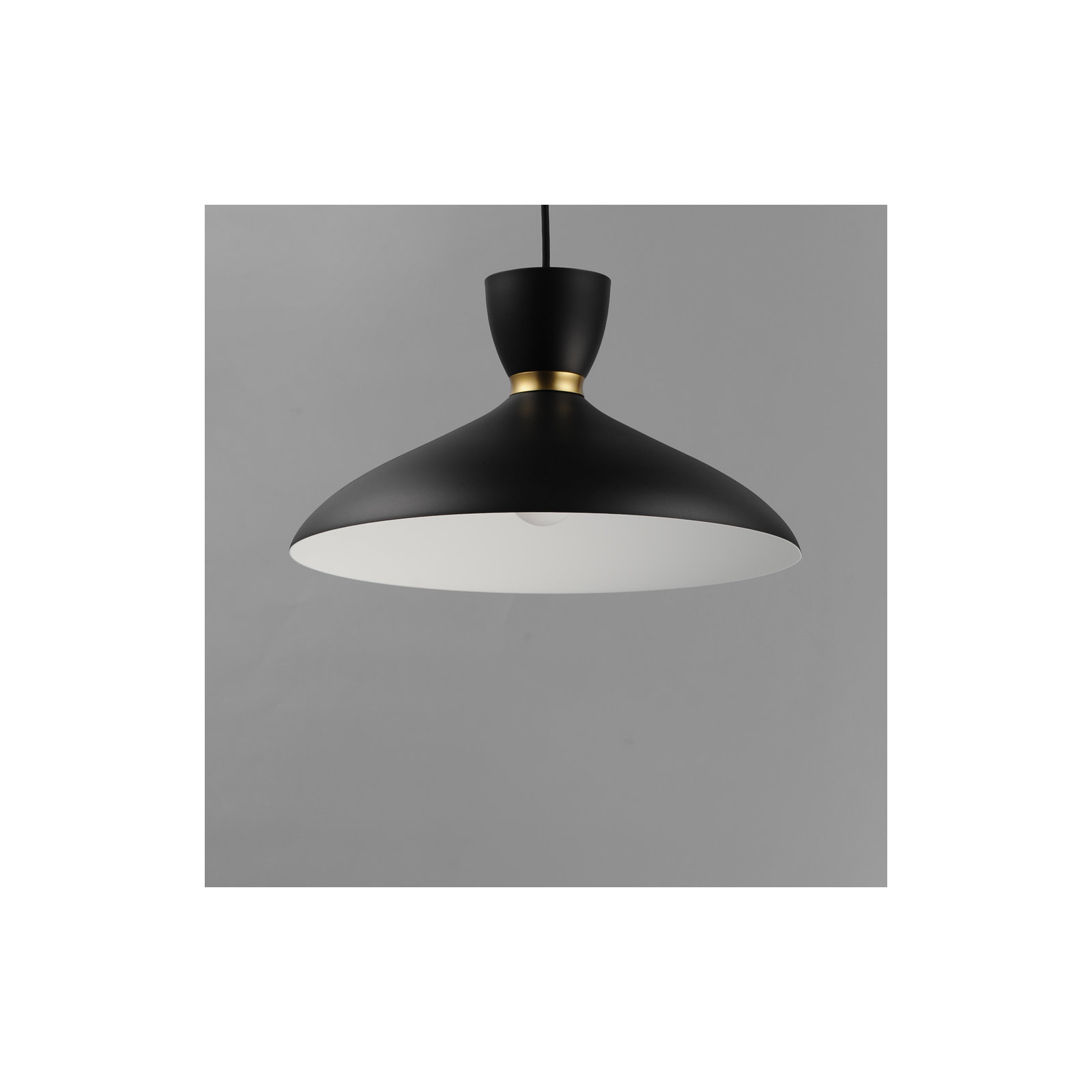 Single Light Aluminum Dimmable Pendant, Satin Brass/Black