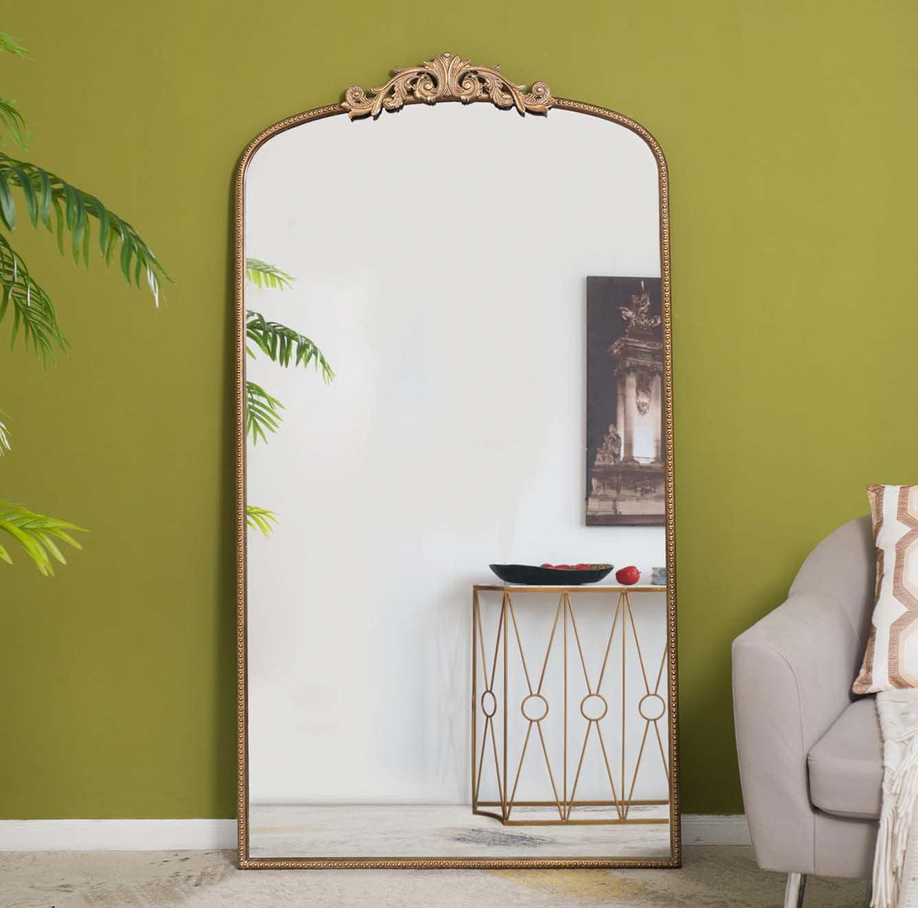 Emmeline Metal Arch Mirror, 42" x 24", Gold