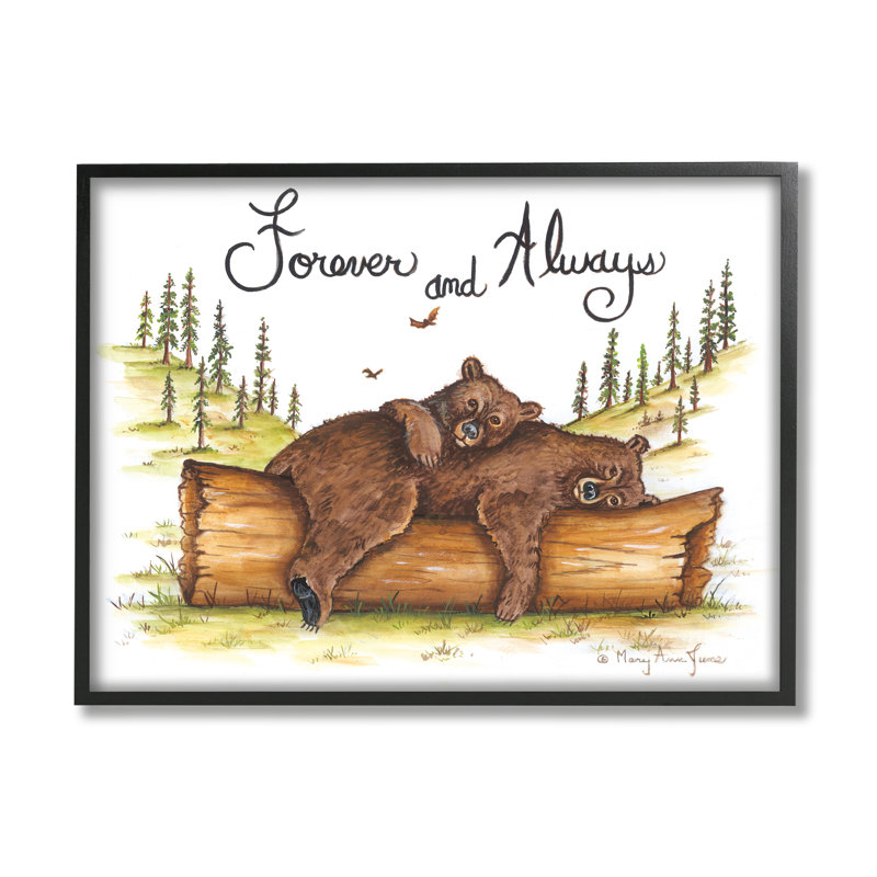 «Forever & Always Cuddling Bears Wildlife», art de la giclée encadrée par Mary Ann June, H 24 po x l 30 po x P 1,5 po
