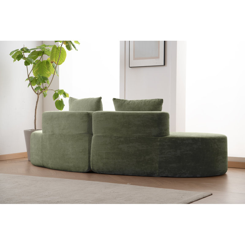 Canapé modulaire 94,5 po rembourré à compression moderne vert, Vert