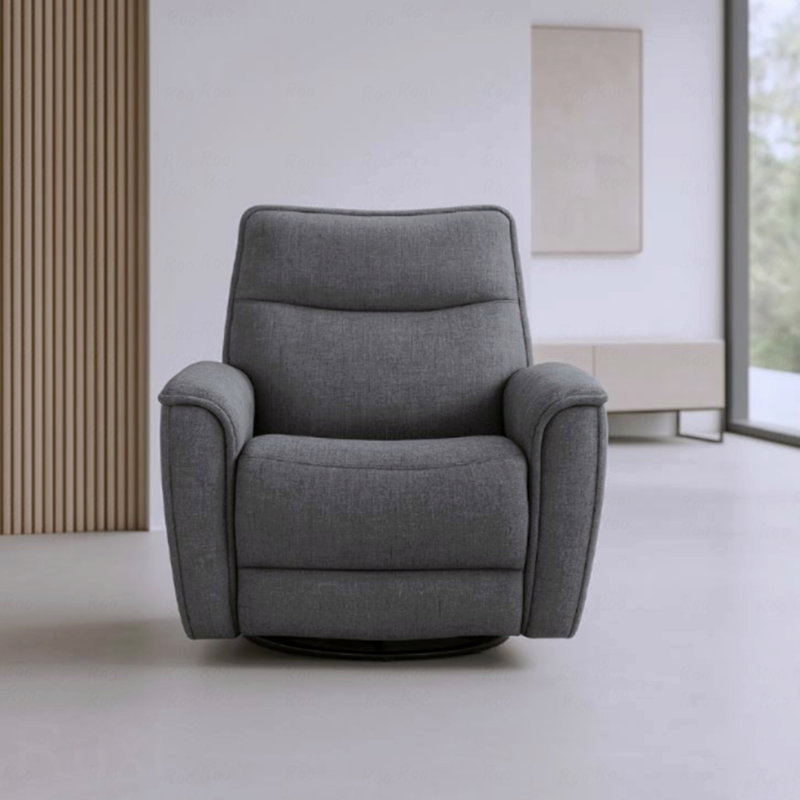 Upholstered Swivel With Recliner Function, Granite