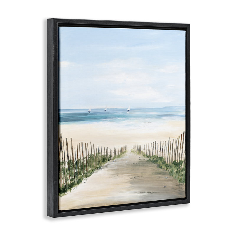 Cadre flottant entre une clôture de plage, design par Georgie Harrison, H 21 po x l 17 po, Cadre flottant noir de jais