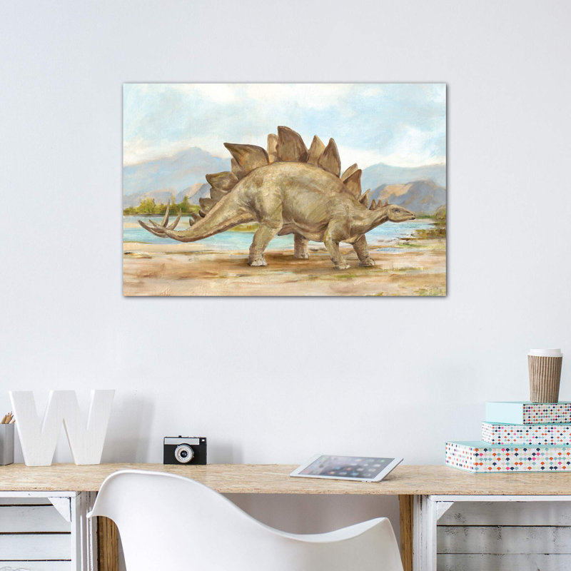 «Dinosaur Illustration I» par Ethan Harper - reproduction, Pas de tapis, H 26 po x l 40 po x 1,5 po, Toile tendue
