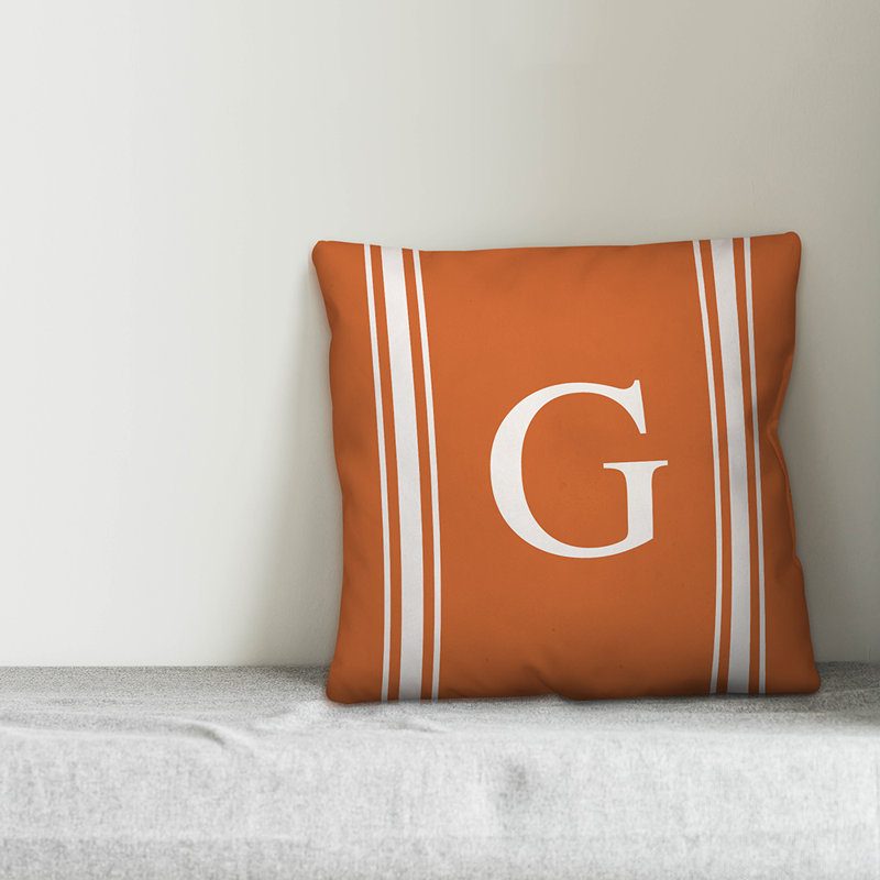 Striped Throw Pillow, G, Orange