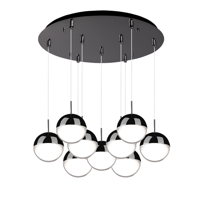 Pluto LED Pendant, Black Chrome, 9 Lights, 76 W