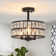 3-Light Crystal Ceiling Light Fixture Semi Flush Mount Chandelier with Drum Shade