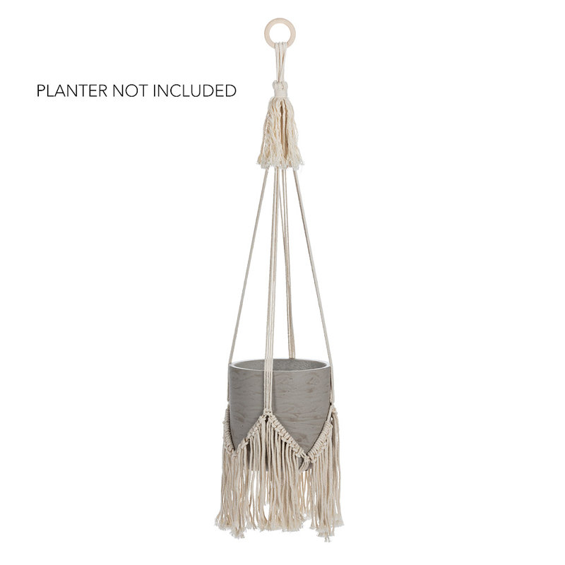 Macramé style avec jardinière suspendue à franges