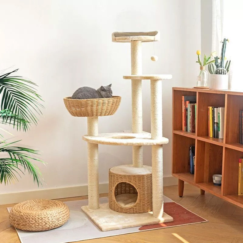 Arbre à chat 5 niveaux avec condons, perchoir, griffoirs