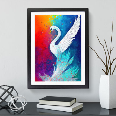 Swan Paint Splash - Single Picture Frame Print