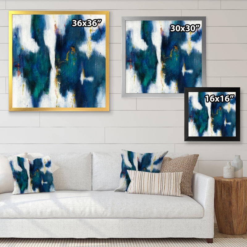 «Blue Glam Texture I», reproduction sur toile encadrée, H 16 po x l 16 po x P 1 po, Cadre noir