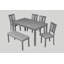 Ensemble de table de salle à manger 6 pièces en bois avec 6 chaises rembourrées et banc, gris