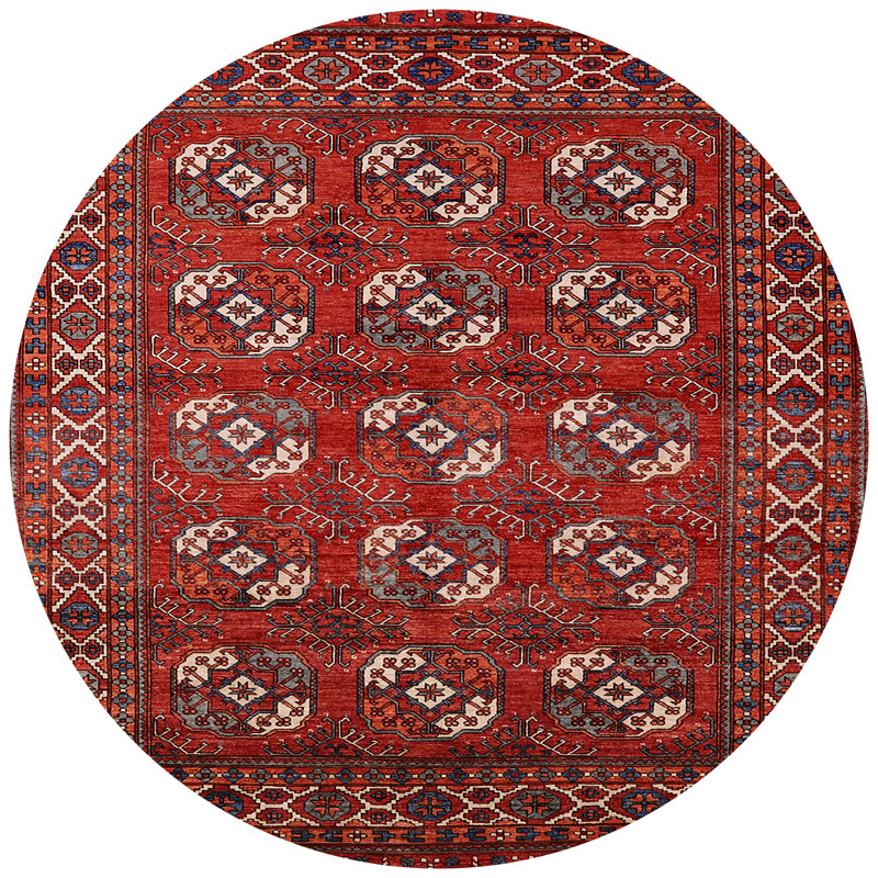 Wool Oriental Indoor Rug, Round 4'