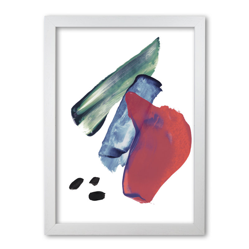 Red And Blue Mixed Watercolour Abstract - Print, 60 cm H x 42 cm W x 5 cm D, White Grain Frame