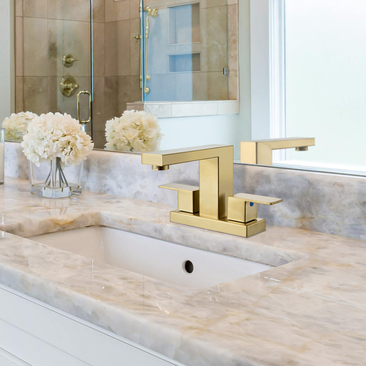 Modern Two Hole Centerset 4" 2-handle Bathroom Faucet with Pop Up Drain Assembly