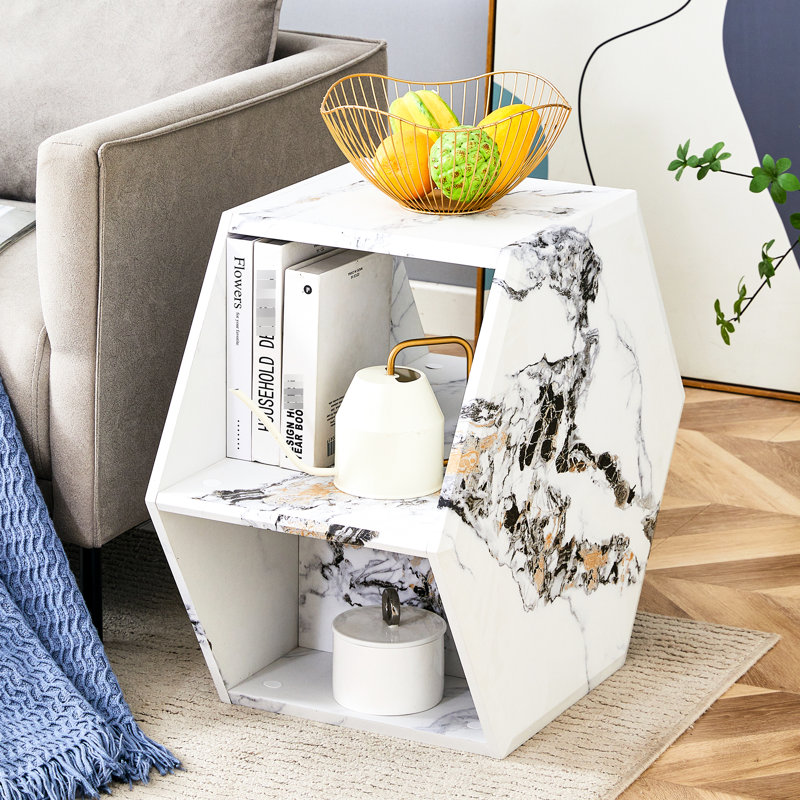 Hexagonal Coffee Table - Characteristic Stickers, Extra Storage With Multi Design, Simple Yet Stylish For Any Scene, Smooth And Easy To Clean, Stable & Load-bearing, Modern Outline, Space Stand-up,