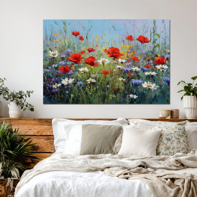 Art mural printanier, impression murale sur toile, impressions de fleurs printanières pour le salon, affiche de peinture de nature, œuvre d'art paysage, cadeau encadré sur toile florale Wildflower, 20 po x 30 po