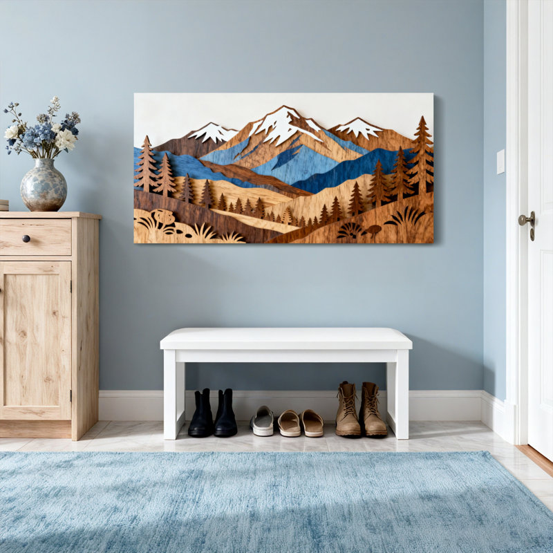 Paysage et nature Paysage de montagne avec arbres et neige, H 24 po x l 48 po