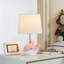 Sydnie 15 po blanc rose moderne animal en résine pour enfants Chambre / salle de jeu Bureau table de chevet petite lampe de table simple avec abat-jour empire en lin blanc-444384503