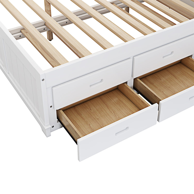 Platform Storage Bed, White, Twin