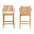 Birkley bali & pari Storsel Bohemian Natural Rattan and Teak Wood 2-Piece Bar Stool Set-542278297