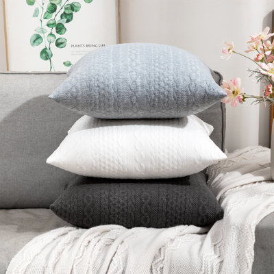 Knit Collection With Geometric Pattern Reversible Pillow Cover