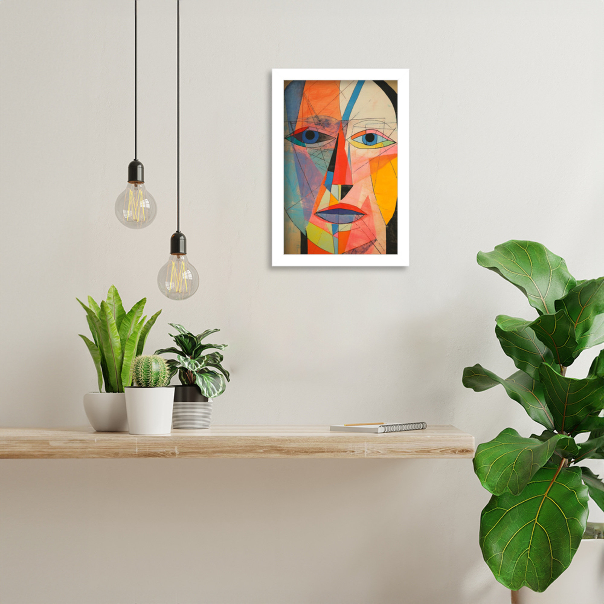 The Face by Treechild, White, 13" H x 9" W
