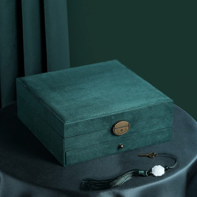 Women Jewelry Box Lockable 3 Layers Large Jewelry Organizer Storage Case For Earrings Necklaces Rings Bracelets,Green Display Jewel Holder (Green)