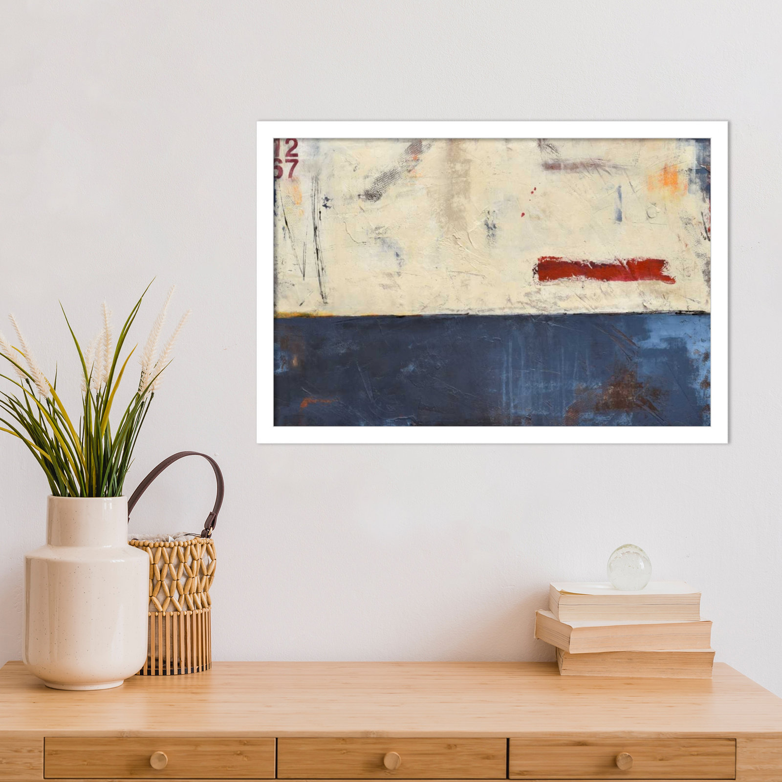 Label 1267 by Mauro Wood Framed Wall Art Print, 15" H x 21" W, White