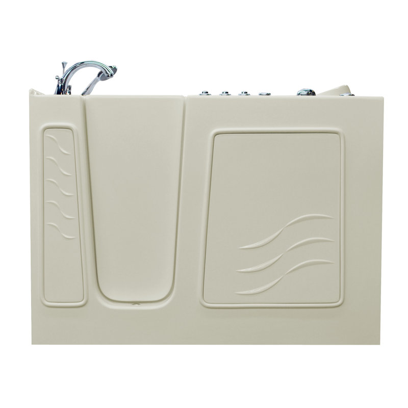 Ashton 52.8'' x 29.5'' Fiberglass Bathtub with Faucet, Left, White