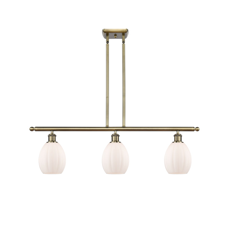 3 - Light Kitchen Island Pendant, No Bulb Included, Matte White