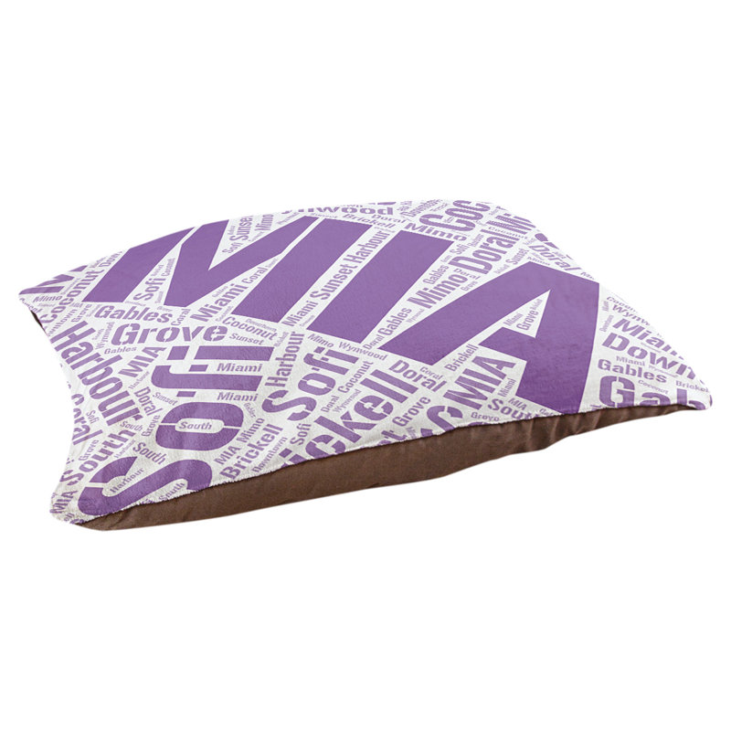Coussin de chien « districts », Très grand (H 17 po x l 50 po x P 40 po), Mauve, Miami