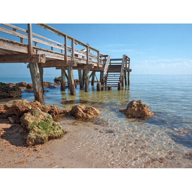 «Old Pier in Shallow Water», art mural sur toile